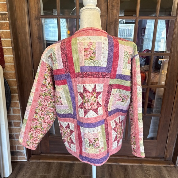 Pink and Purple Quilted Floral Jacket M/L - Picture 3 of 8